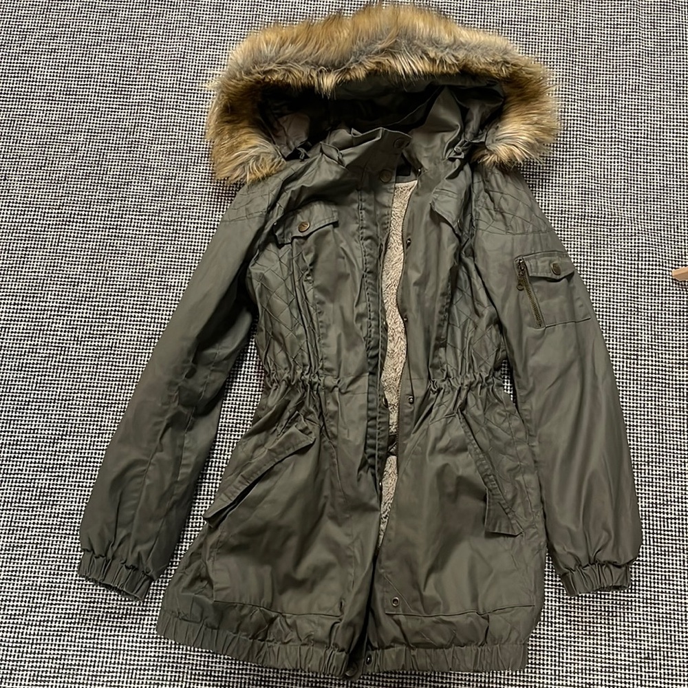 Women's Utility Jacket with Faux Fur Trim